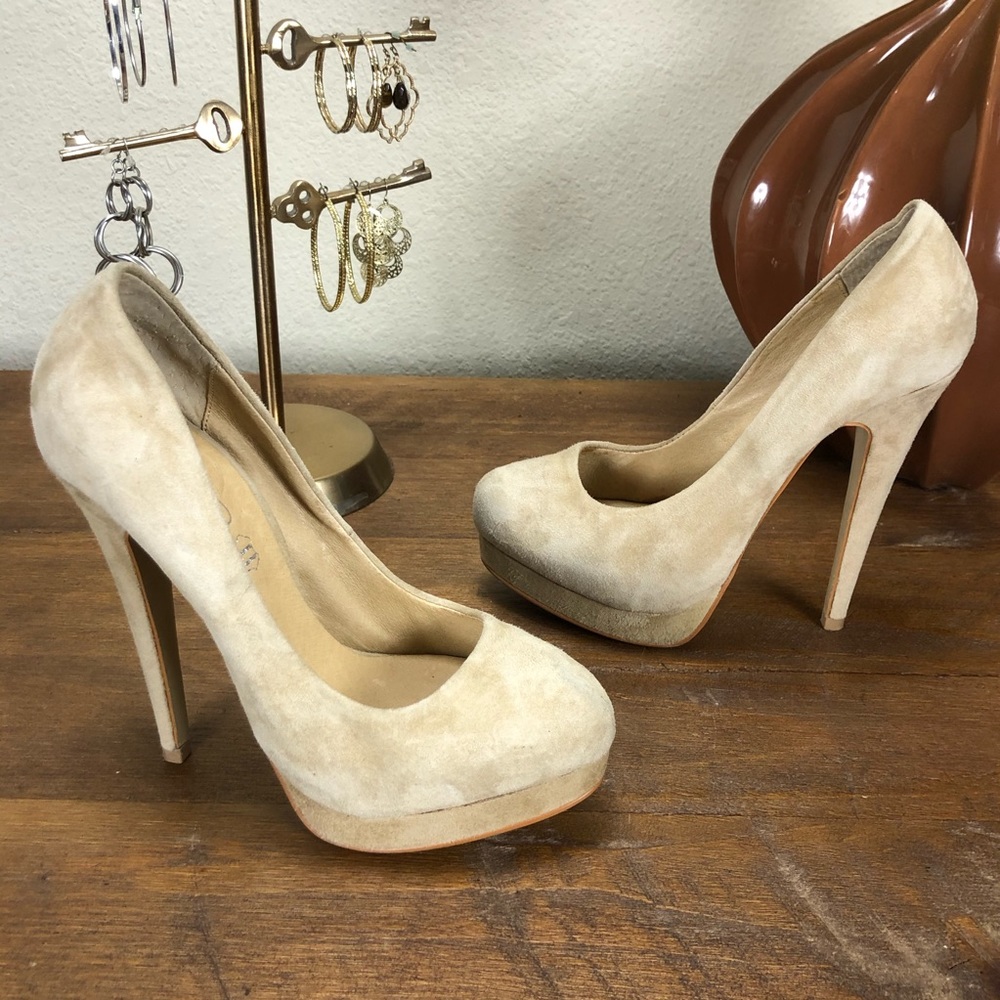 Aldo Tan Suede Platform Heels - Picture 4 of 8